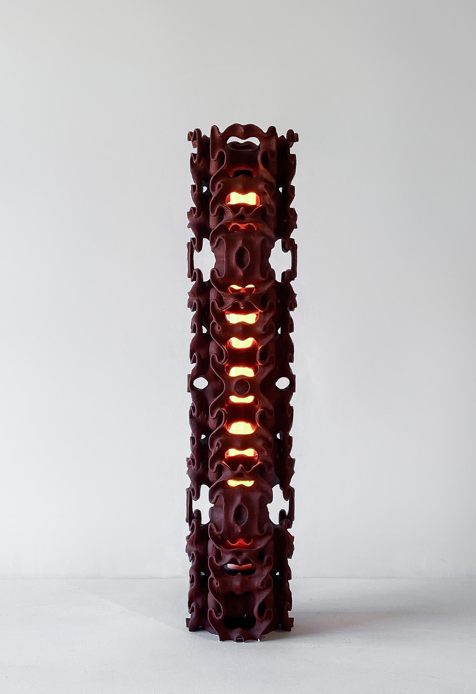 Organic Modern Della Floor Lamp, 3D-Printed Sand, Natural Organic, Unique Light Sculpture For Sale
