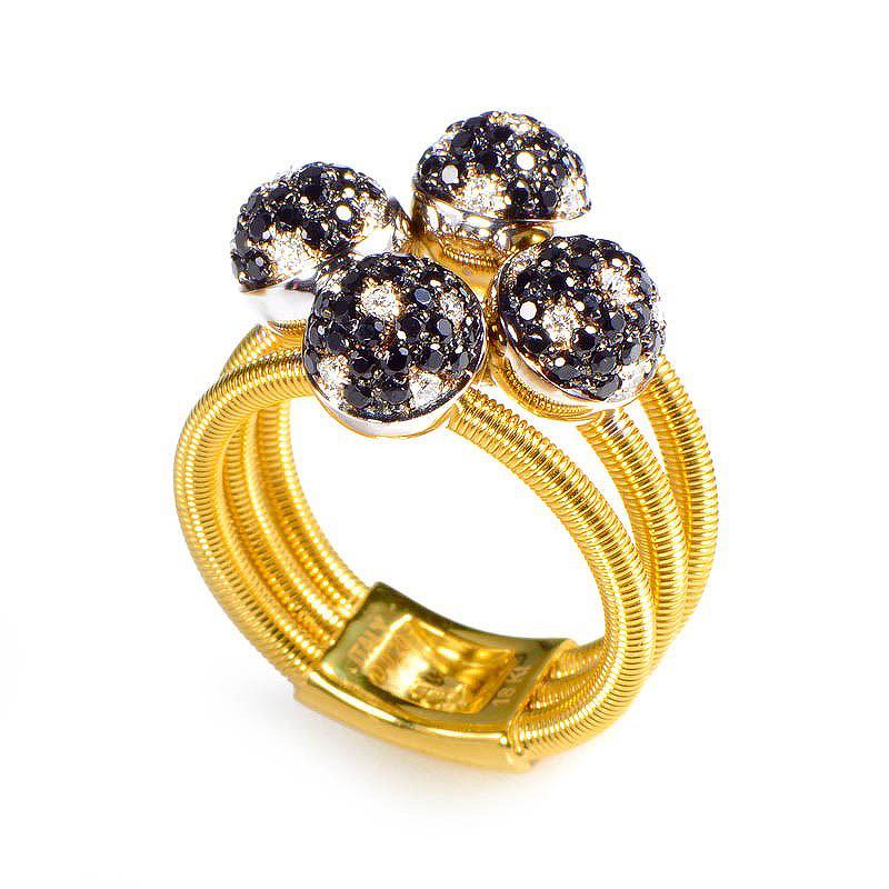Women's Della Riva 18 Karat Yellow Gold Multi Diamond Spheres Ring