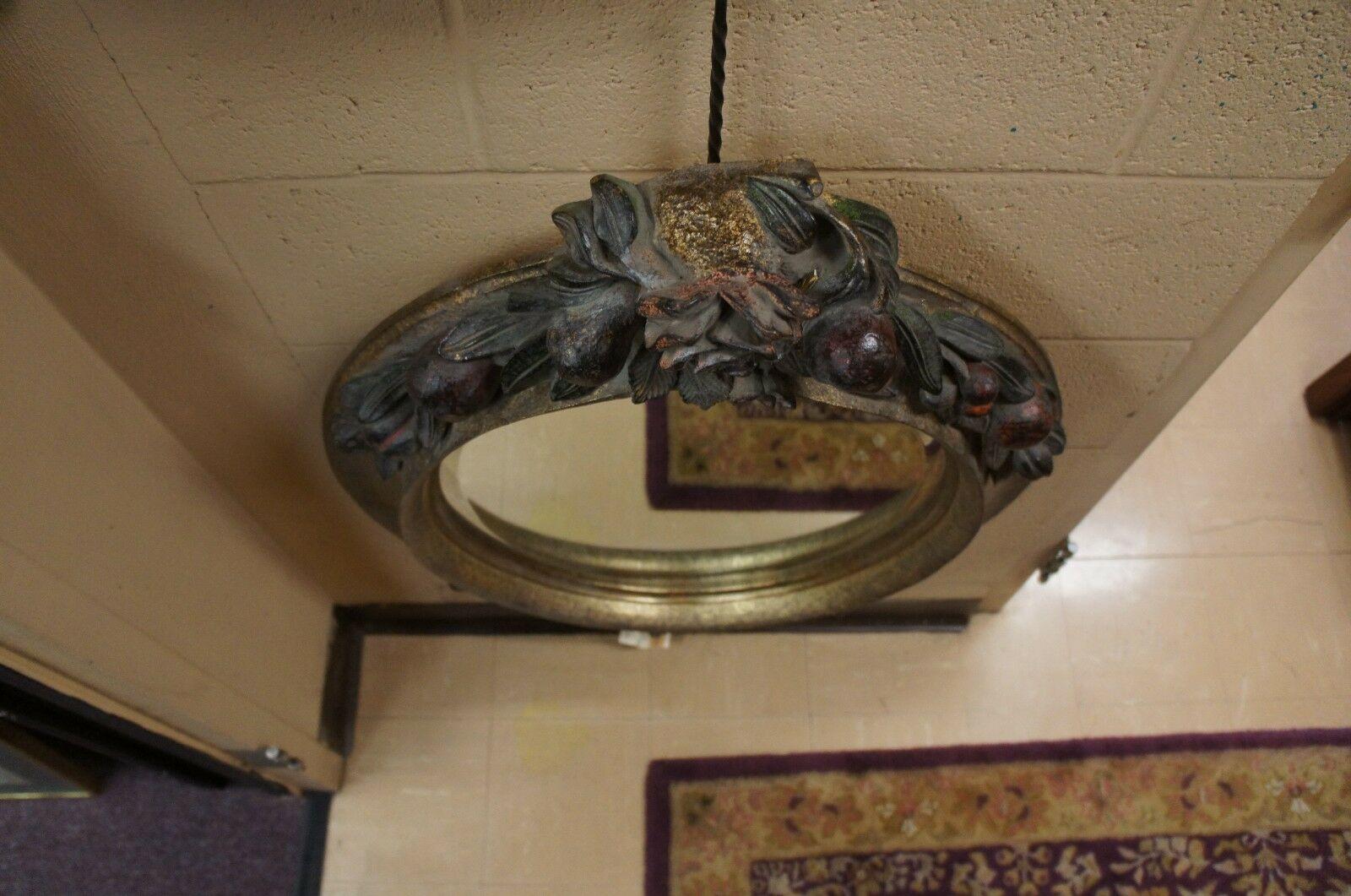 Della Robbia Italian Baroque Revival Oval Carved Mirror Beveled Glass Rococo For Sale 4