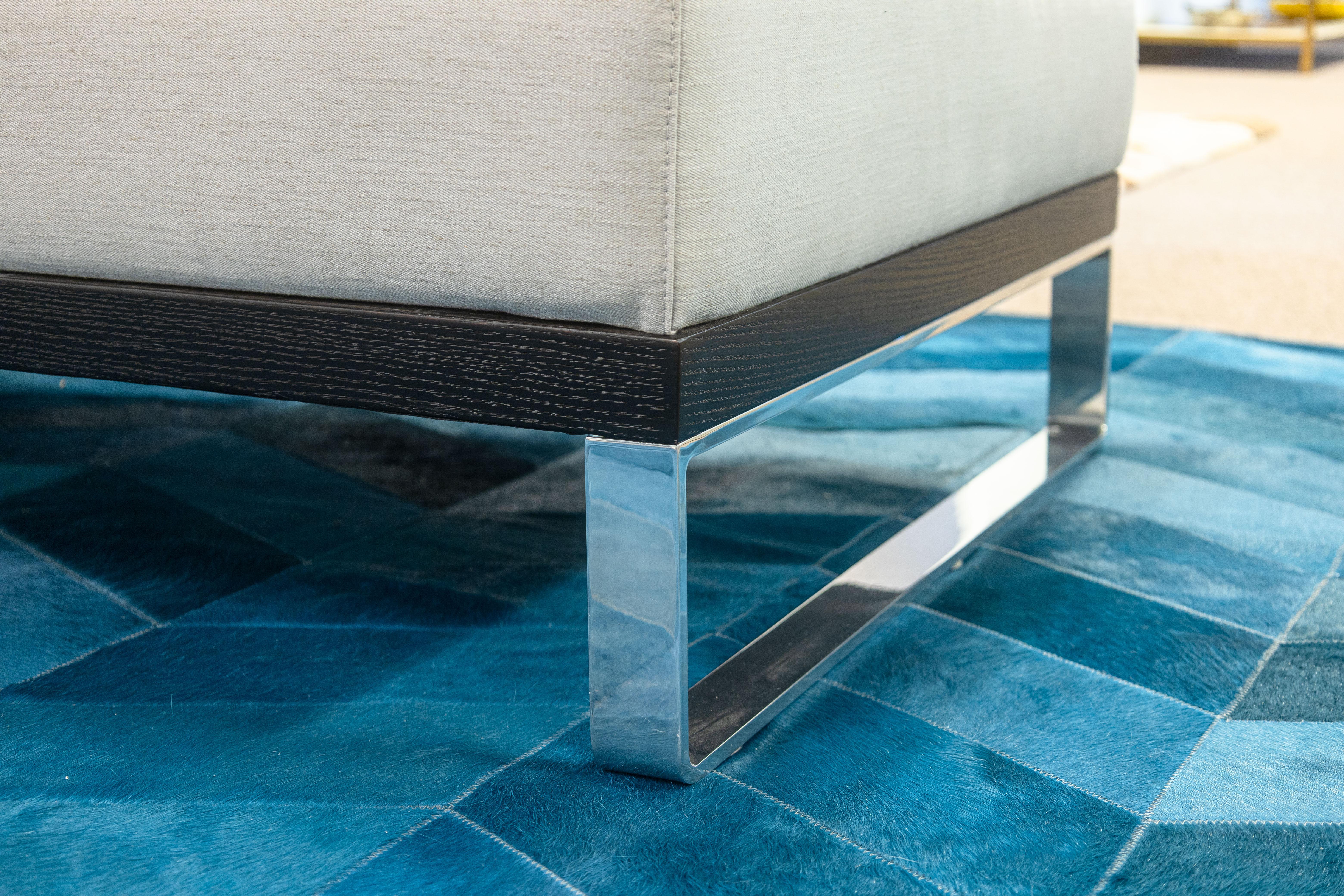 Della Robbia Sodeo Contemporary Modern 3 Piece Chrome & Wood Grey Sectional Sofa For Sale 2