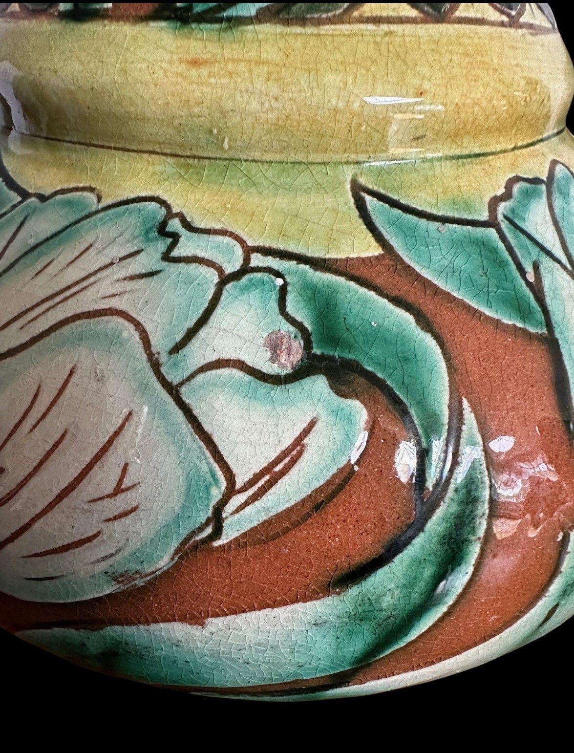 Earthenware Della Robbia Vase For Sale