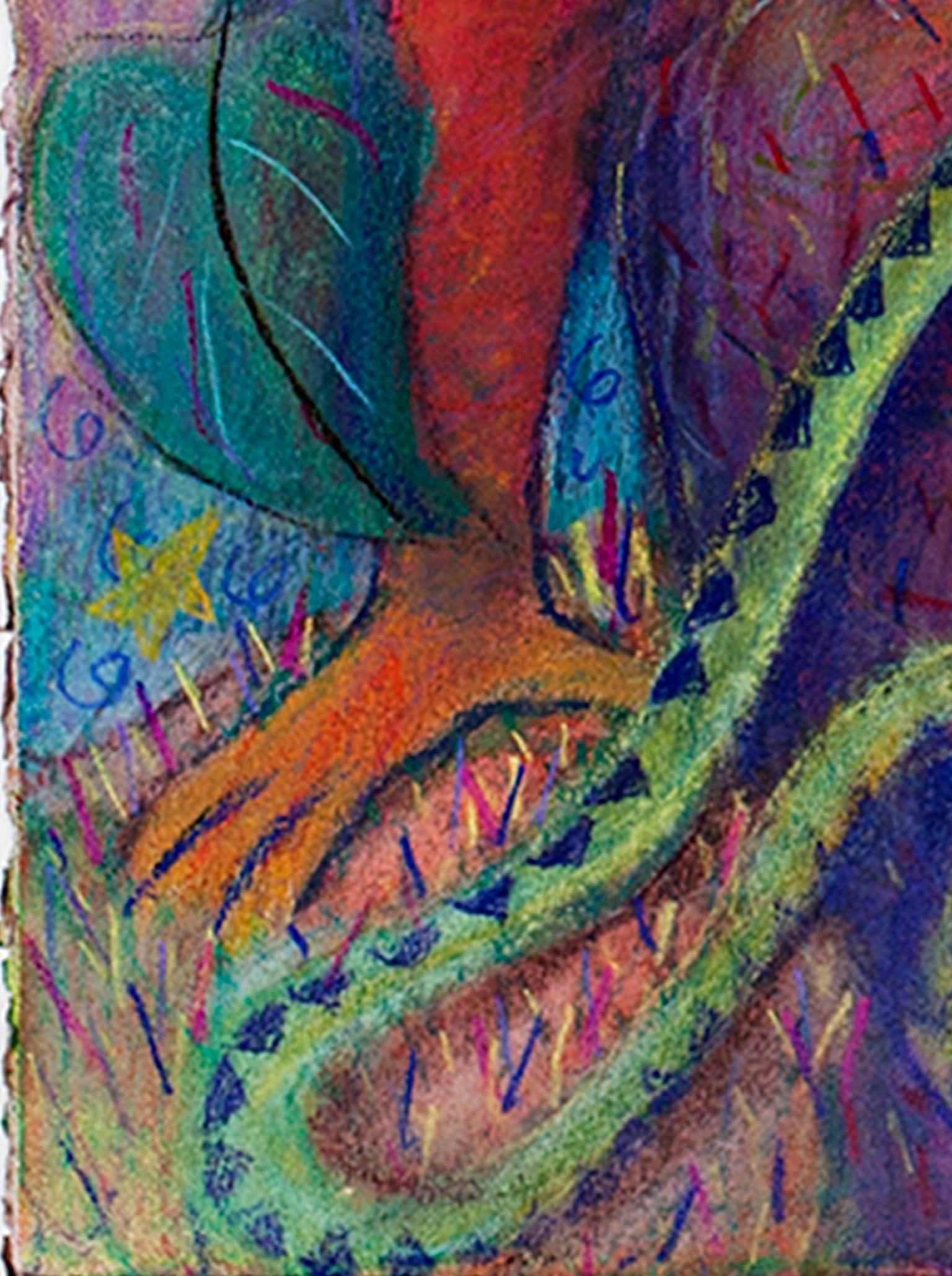 „Spiritual Bounds“, Original pastellfarbenes Zeichnungsporträt, signiert von Della Wells im Angebot 2