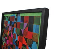 Geometric Abstract Painting with Squares, Acrylic Painting, Circa 1970s