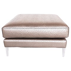 Dellarobbia Faux Ostrich Leather and Stainless Steel Ottoman