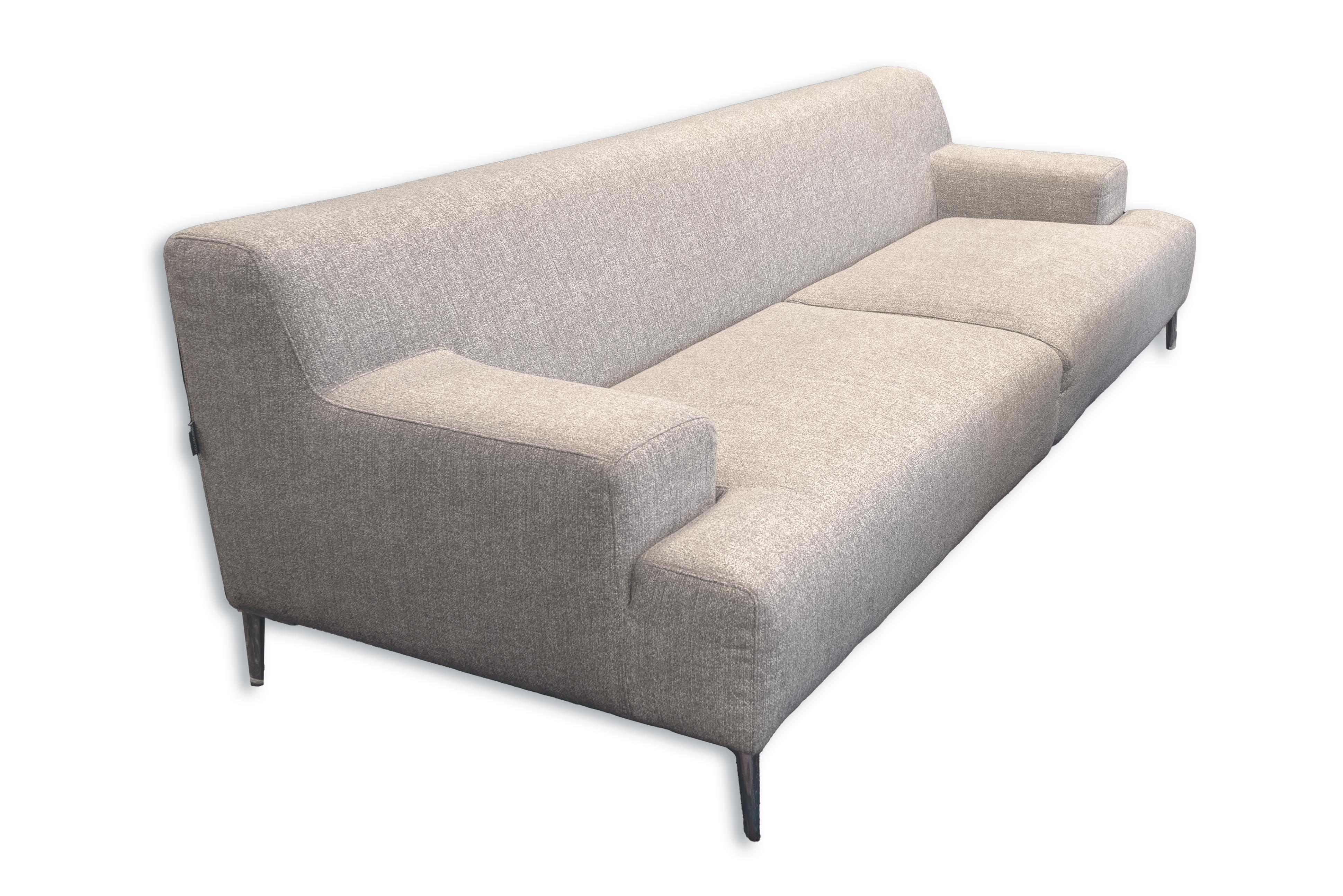 Dellarobbia Gray Fabric and Chrome Contemporary Modern Sofa Made in USA 1
