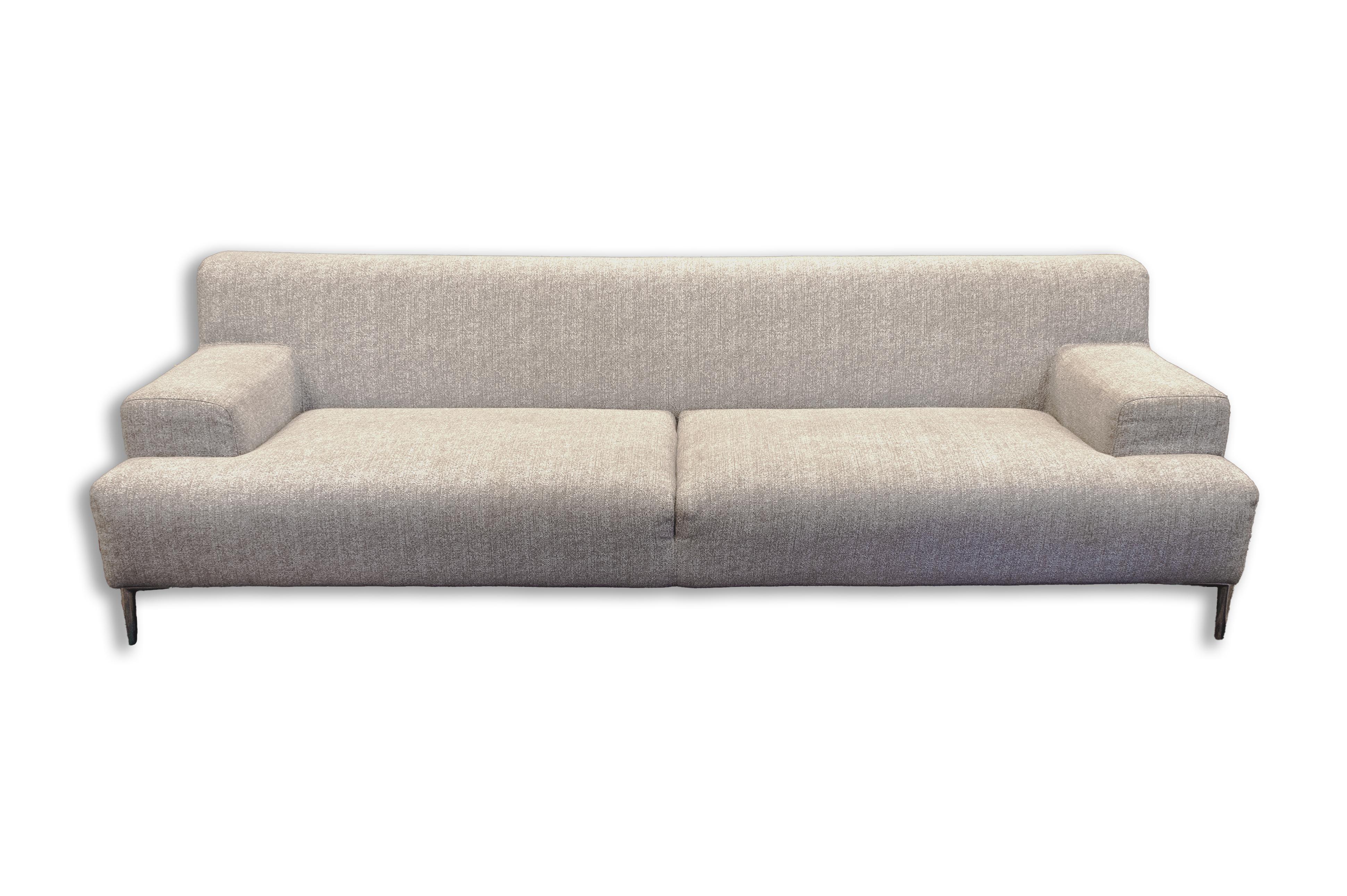 Dellarobbia Gray Fabric and Chrome Contemporary Modern Sofa Made in USA 2