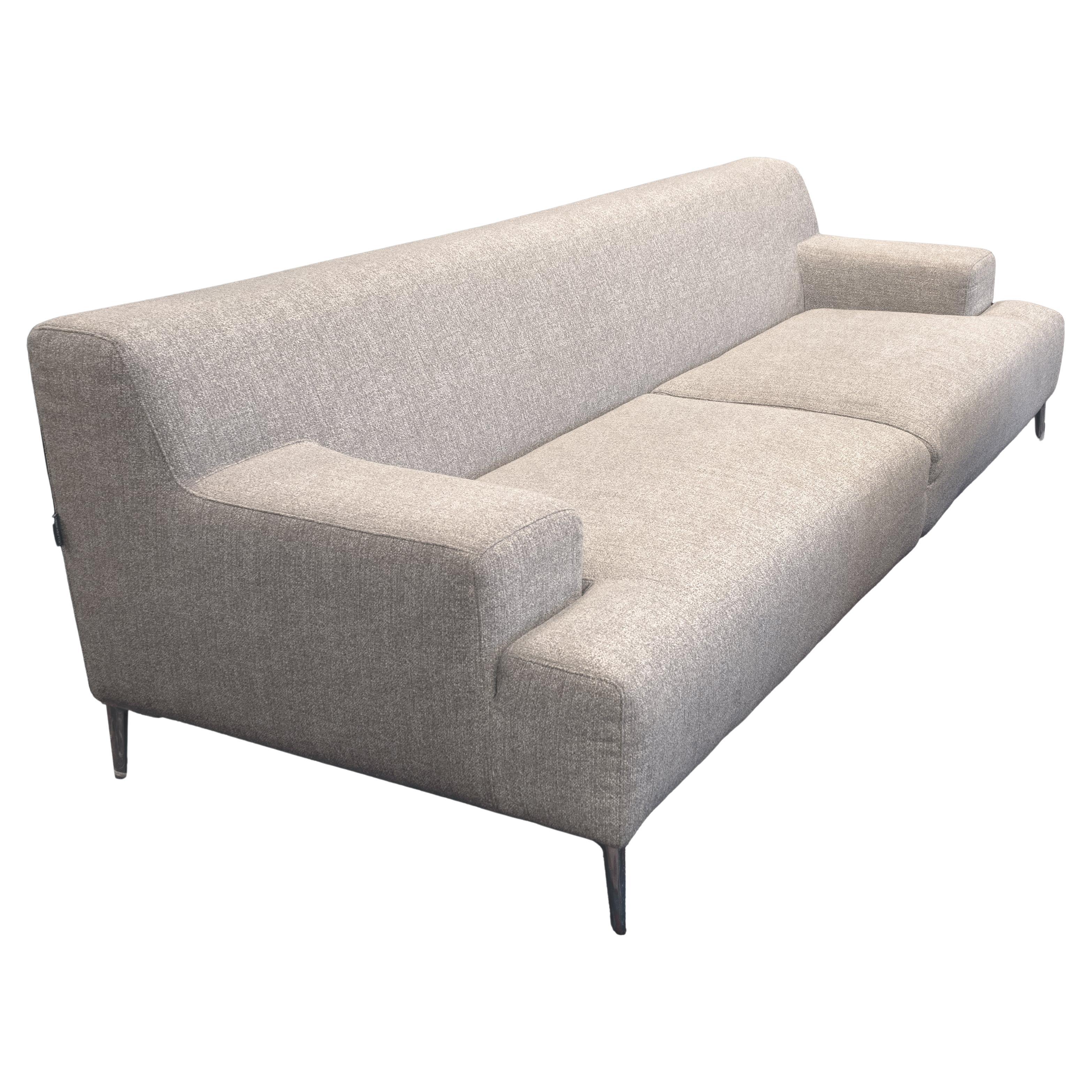 Dellarobbia Gray Fabric and Chrome Contemporary Modern Sofa Made in USA