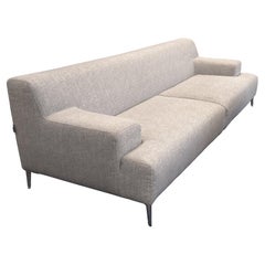 Dellarobbia Gray Fabric and Chrome Contemporary Modern Sofa Made in USA