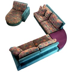 Dellarobbia Teal Microsuede Sectional Sofa Lounge Chairs and Chaise