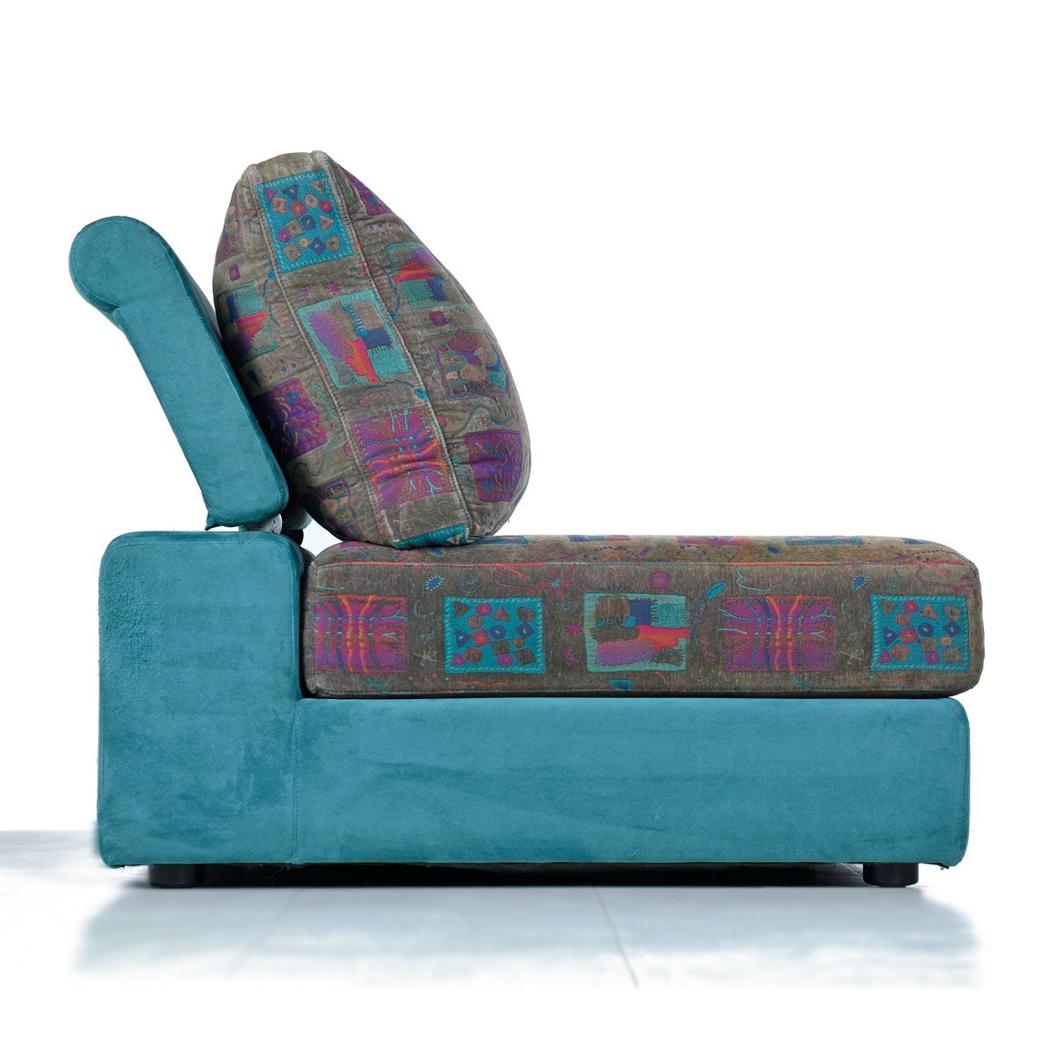 Modern Dellarobbia Teal Microsuede Sectional Sofa Lounge Chairs and Chaise