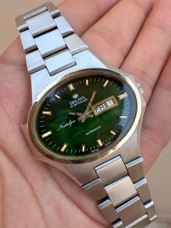 Delma Nostalgia Shimmer Green Malachite Color Rare Dial Automatic Mens Watch