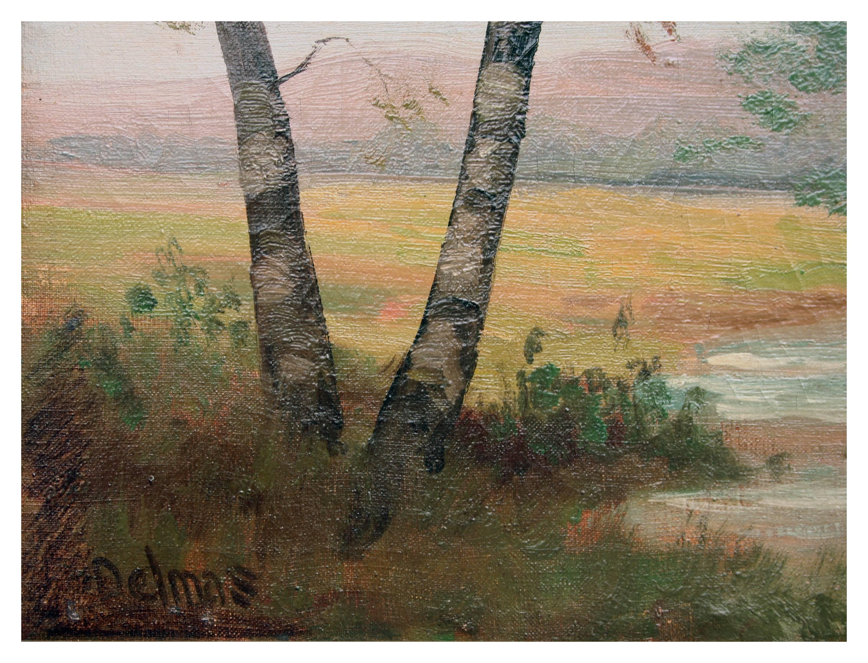 Paysage champêtre de campagne français du début du 20e siècle - Romantique Painting par Delmas