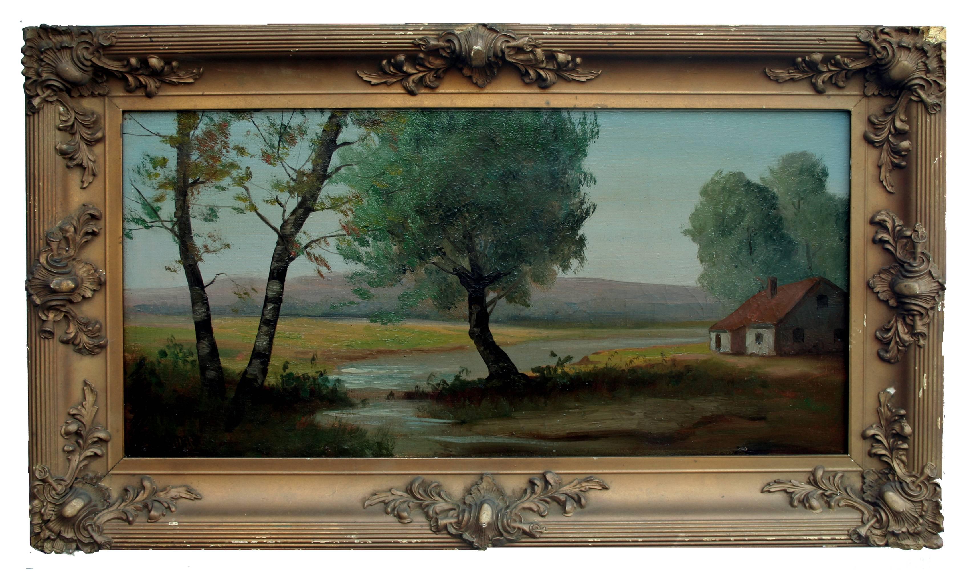 Delmas Landscape Painting - French Countryside Pastoral Landscape Early 20th Century