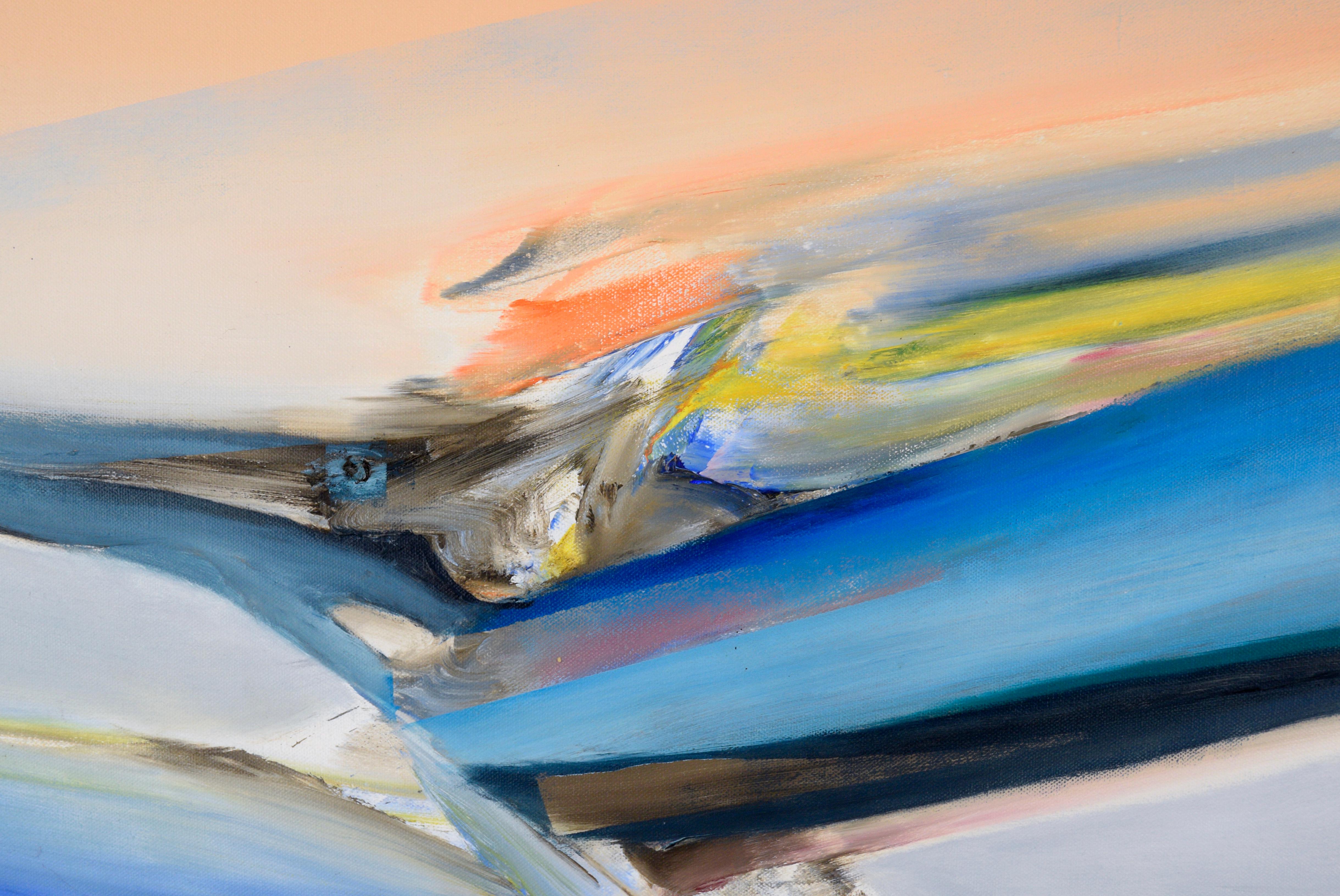 Uccello del Paradiso astratto - Acrilico su tela - Abstract Painting Beige di Delmer Imhof