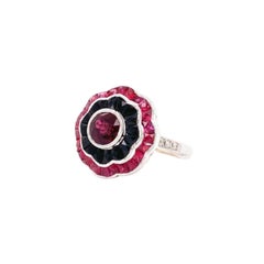 Delmonico Ruby and Onyx Diamond Ring