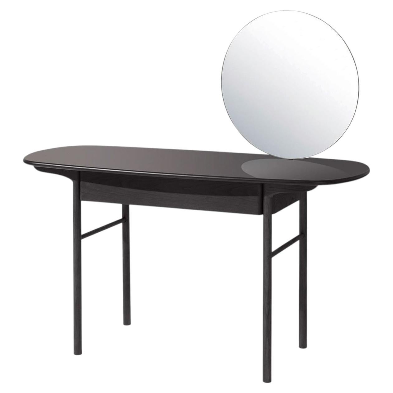Delorean Wood Vanity Desk with Mirror For Sale