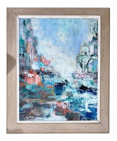 Delos Oil On Board Impressionist Painting By American Artist Sylvia Bradley