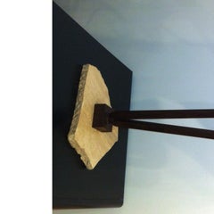 Balanced Point Stone and Steel with Patina Angled Abstract Sculpture