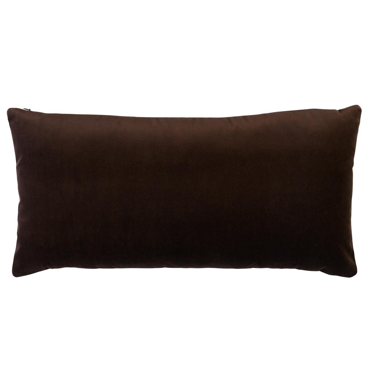 This pillow features Delphi Beaded Tape with a knife edge finish. A luxe, hand-beaded Greek key design, Delphi Beaded Tape elevates a classic motif to glamourous new heights. Body of pillow is Rocky Performance Velvet. Pillow includes a feather/down