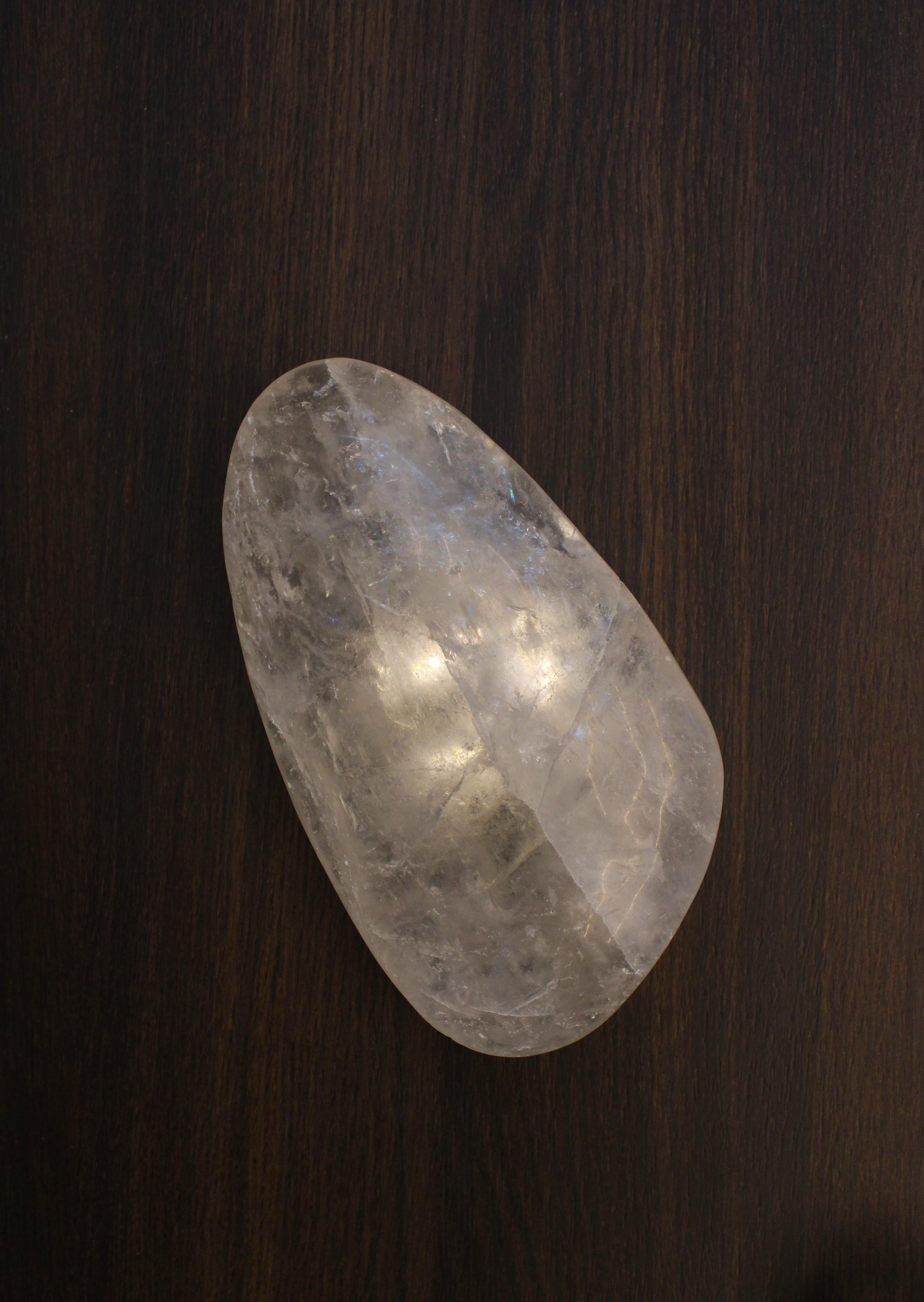 Delphi I Large Wall Lamp by Aver
Dimensions: D 4 x W 8  x H 13 cm 
Materials: Hand-blown glass, metal, crystals, and white quartz.

Available in different finishes. All our lamps can be wired according to each country. If sold to the USA it will be