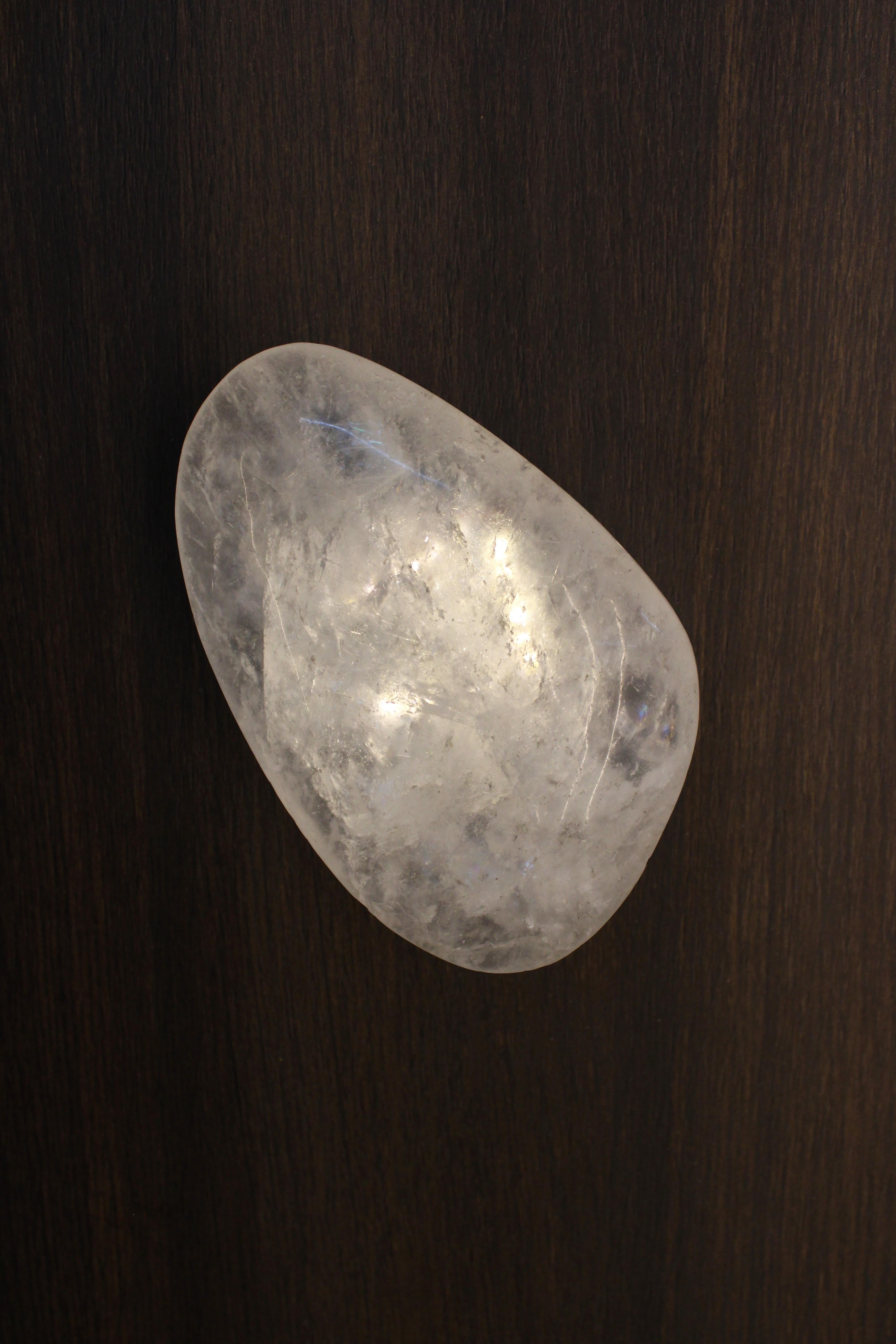 Delphi I Small Wall Lamp by Aver
Dimensions: D 4 x W 10 x H 17 cm 
Materials: Hand-blown glass, metal, crystals, and white quartz.

Available in different finishes. All our lamps can be wired according to each country. If sold to the USA it will be