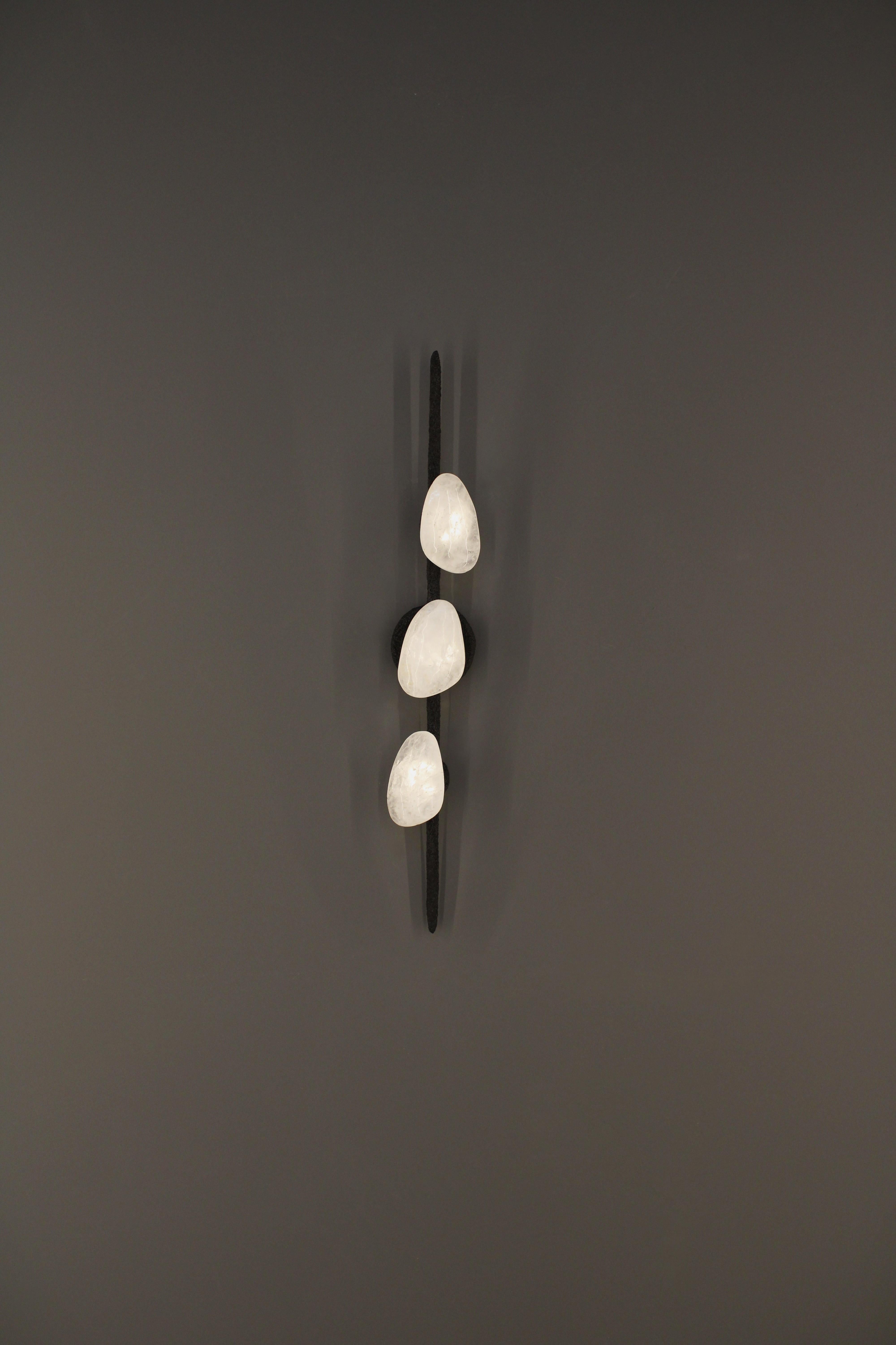 Delphi II Wall Lamp by Aver
Dimensions: D 10 x W 11 x H 76 cm 
Materials: Hand-blown glass, metal, crystals, and white quartz.

Available in different finishes. All our lamps can be wired according to each country. If sold to the USA it will be