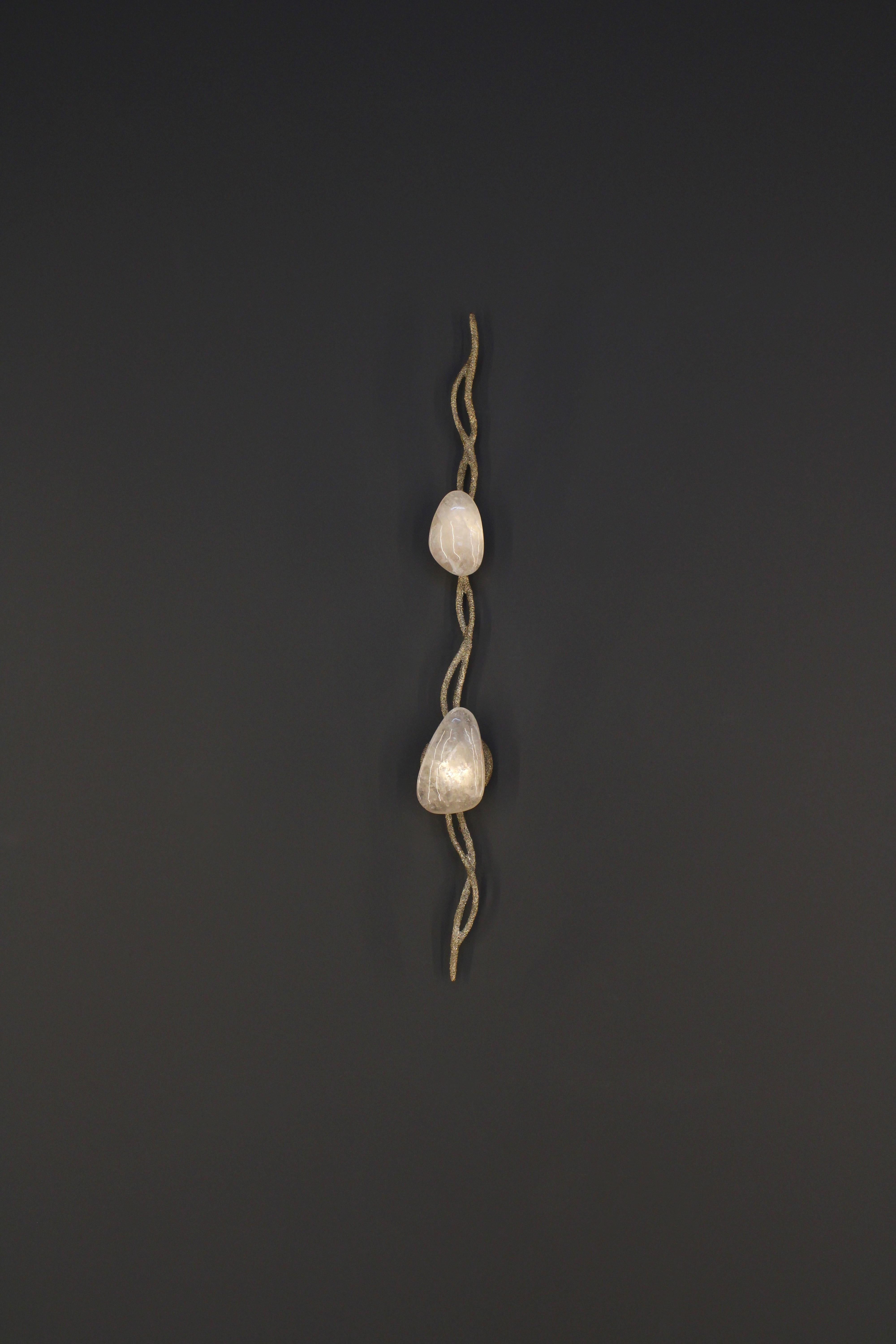 Delphi V Wall Lamp by Aver
Dimensions: D 8 x W 11 x H 102 cm 
Materials: Hand-blown glass, metal, crystals, and white quartz.

Available in different finishes. All our lamps can be wired according to each country. If sold to the USA it will be wired