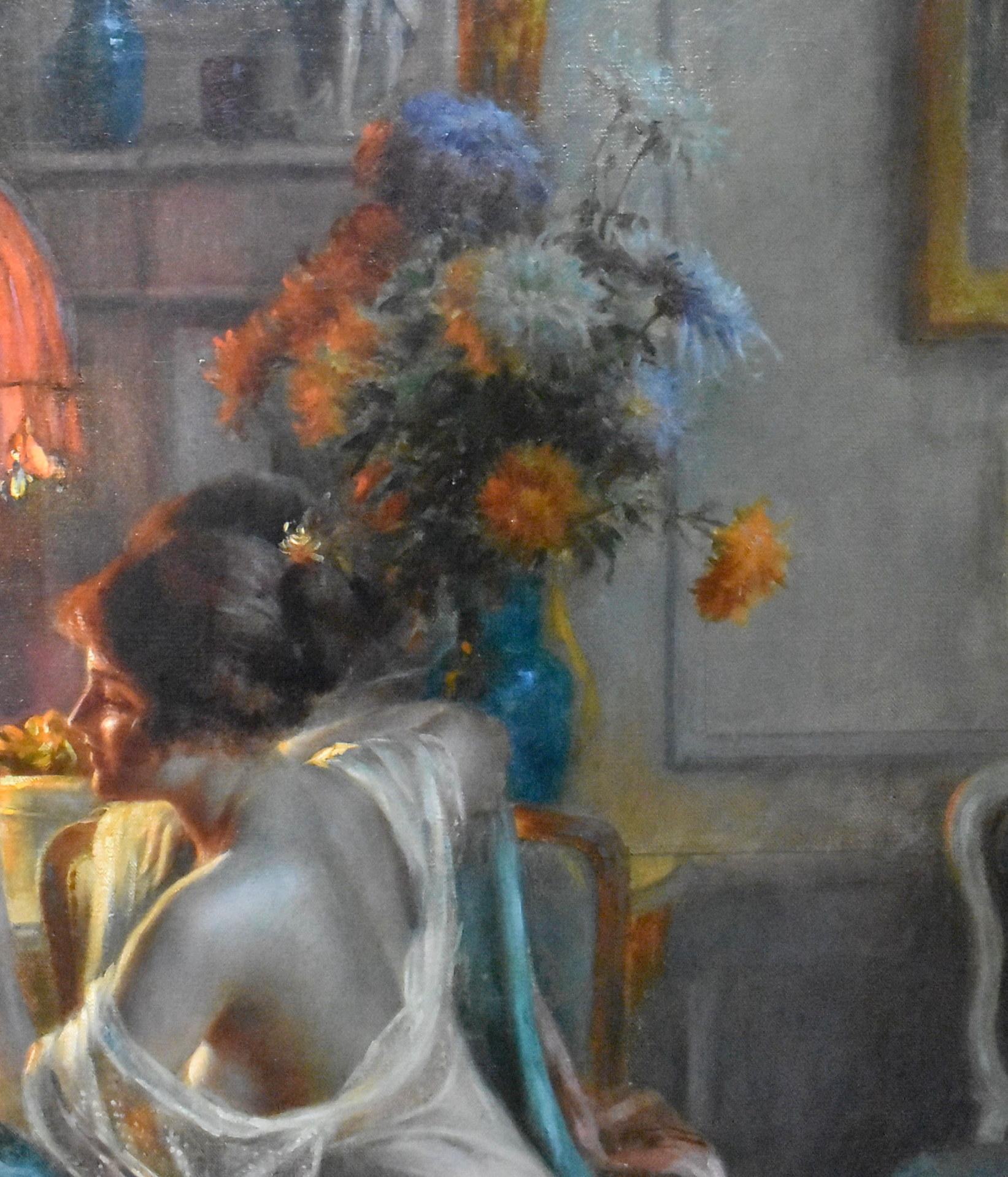 Delphin Enjolras (Frankreich, 1857-1945) Öl auf Leinwand Devant le Miroir (20. Jahrhundert) im Angebot