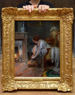 Au Coin du Feu - Belle Epoque Portrait Oil Painting of French Society Beauties
