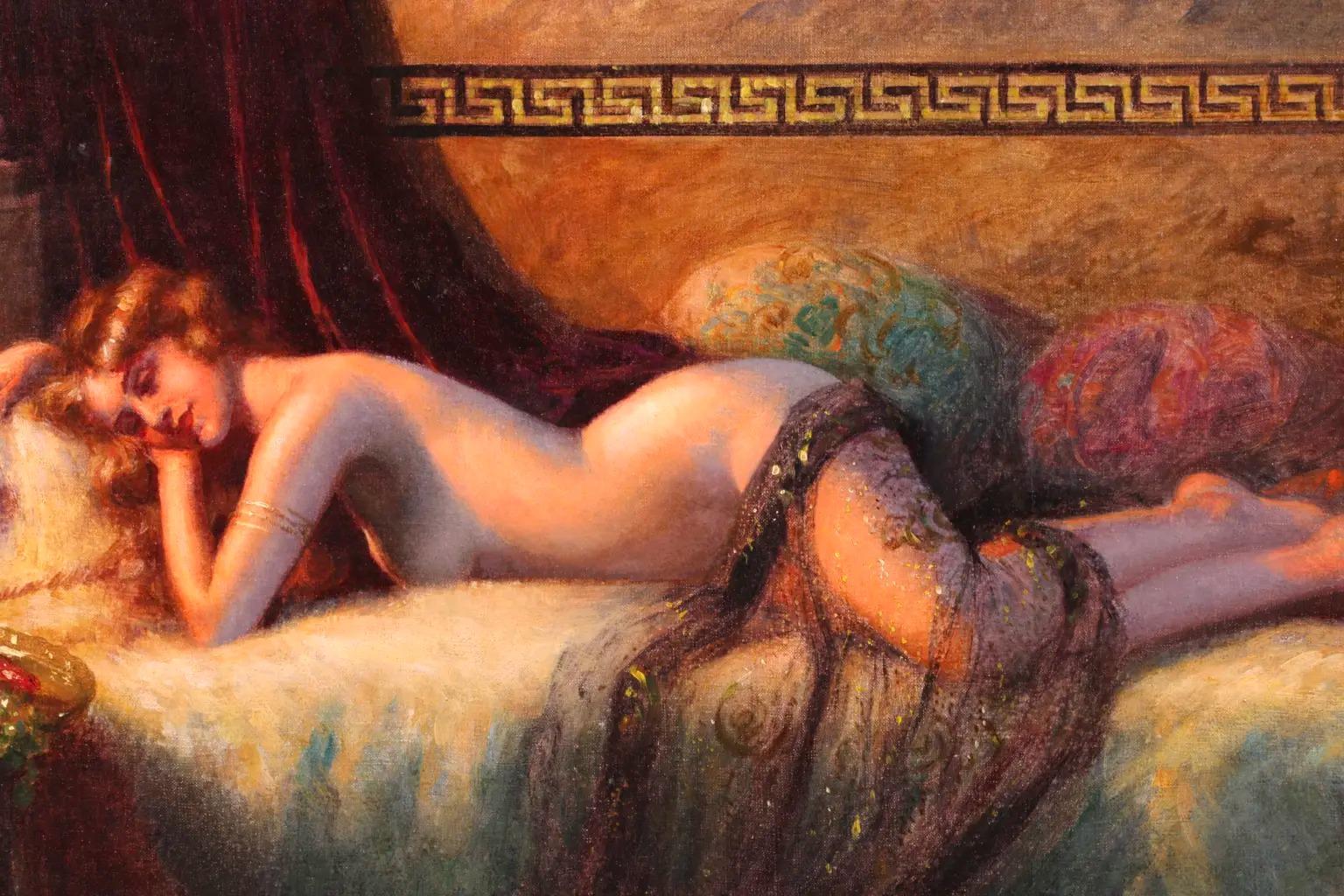 Fairest Rose - French Academic Nude Oil Painting by Delphin Enjolras For Sale 1