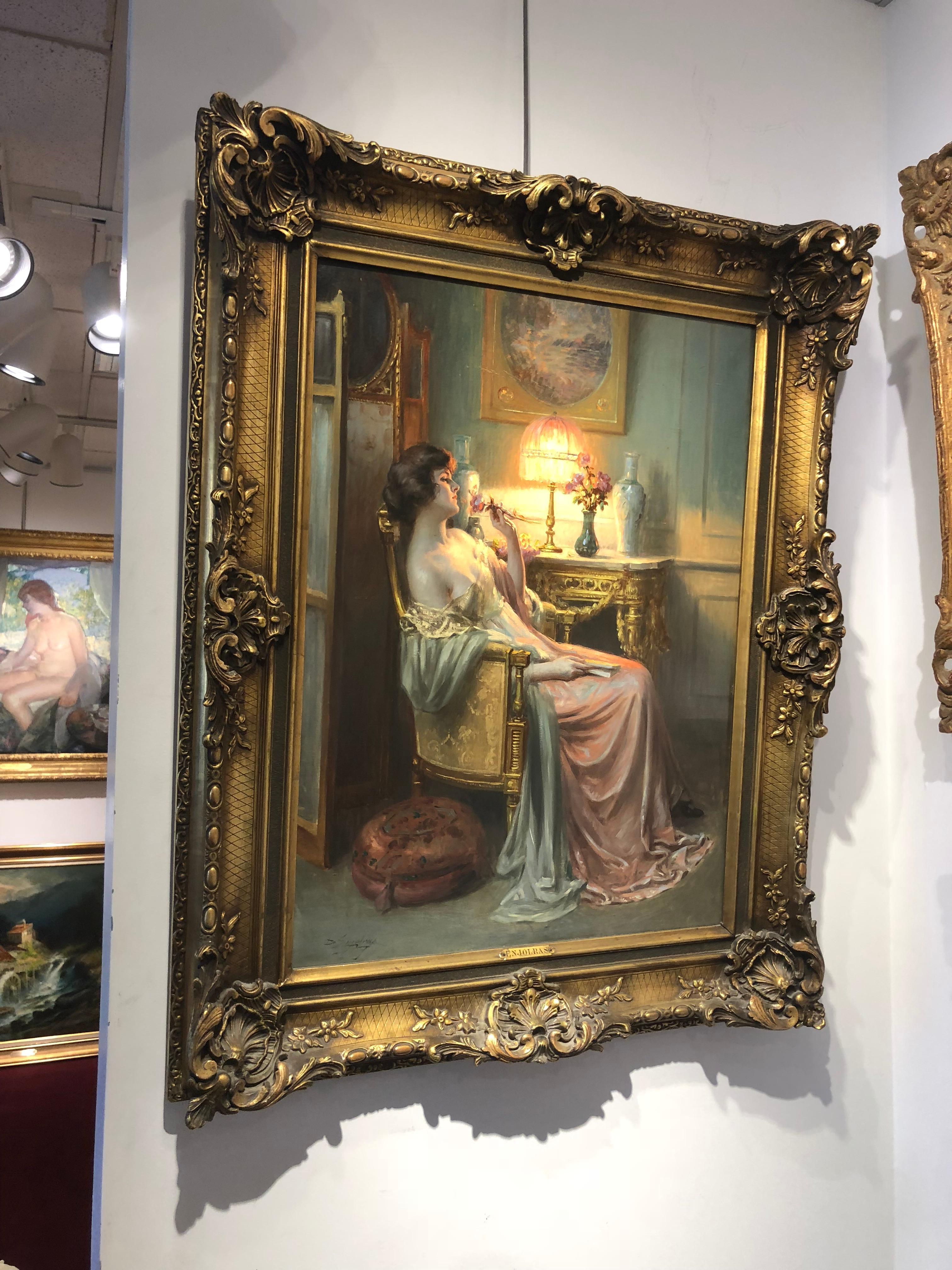 Nel boudoir - Figurative Painting Marrone di Delphin Enjolras