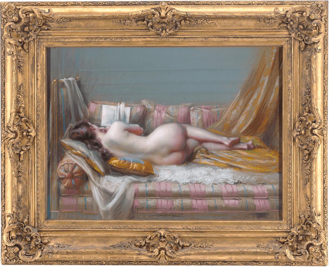 Nu Allongé (Lying Nude) - Painting by Delphin Enjolras