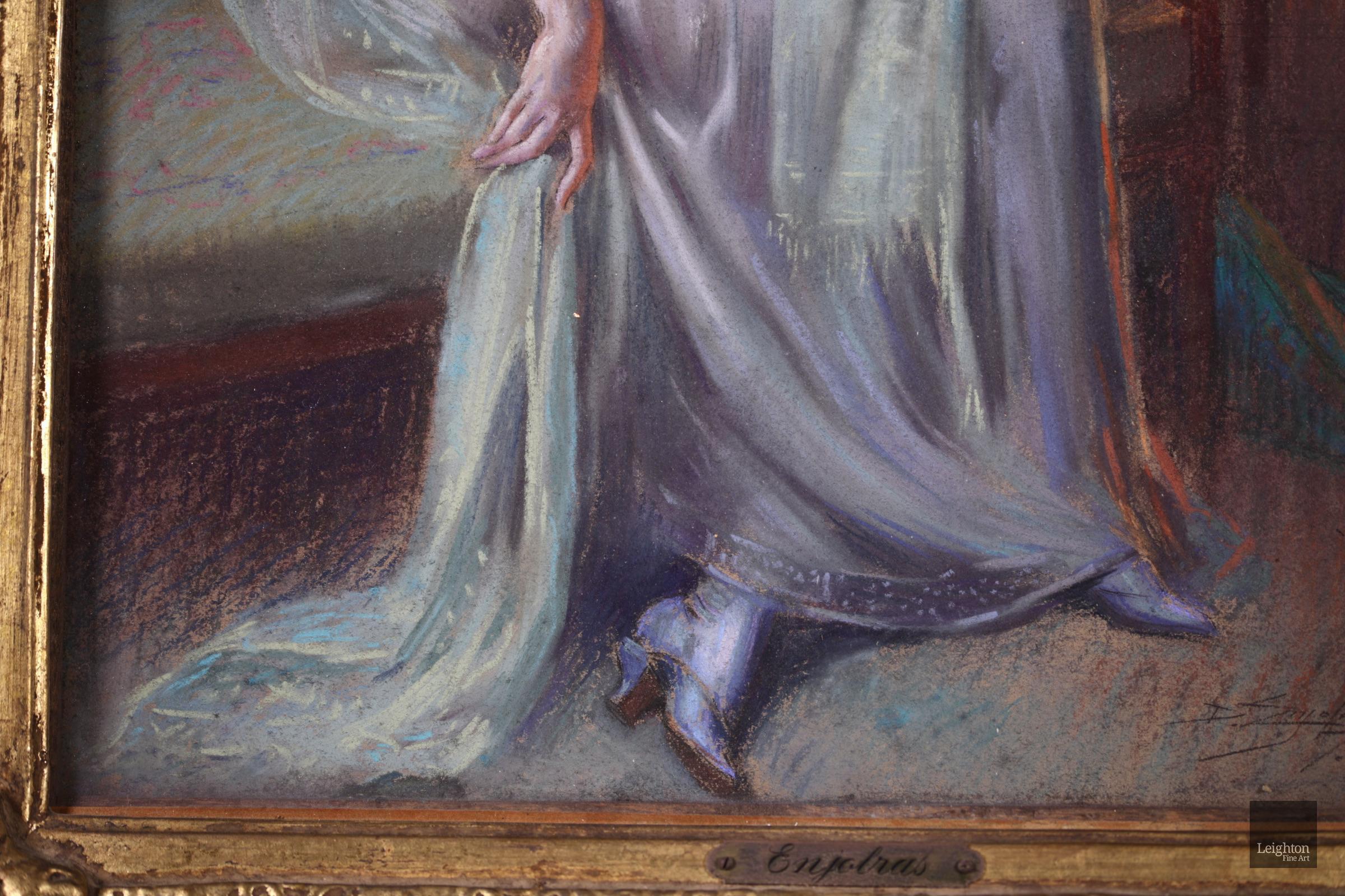 Une femme lisant - Academic Pastel, Figure in Interior by Delphin Enjolras For Sale 5