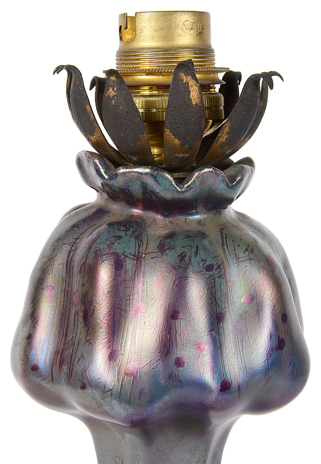 Delphin Massier Art Glass Lamp, circa 1860 1