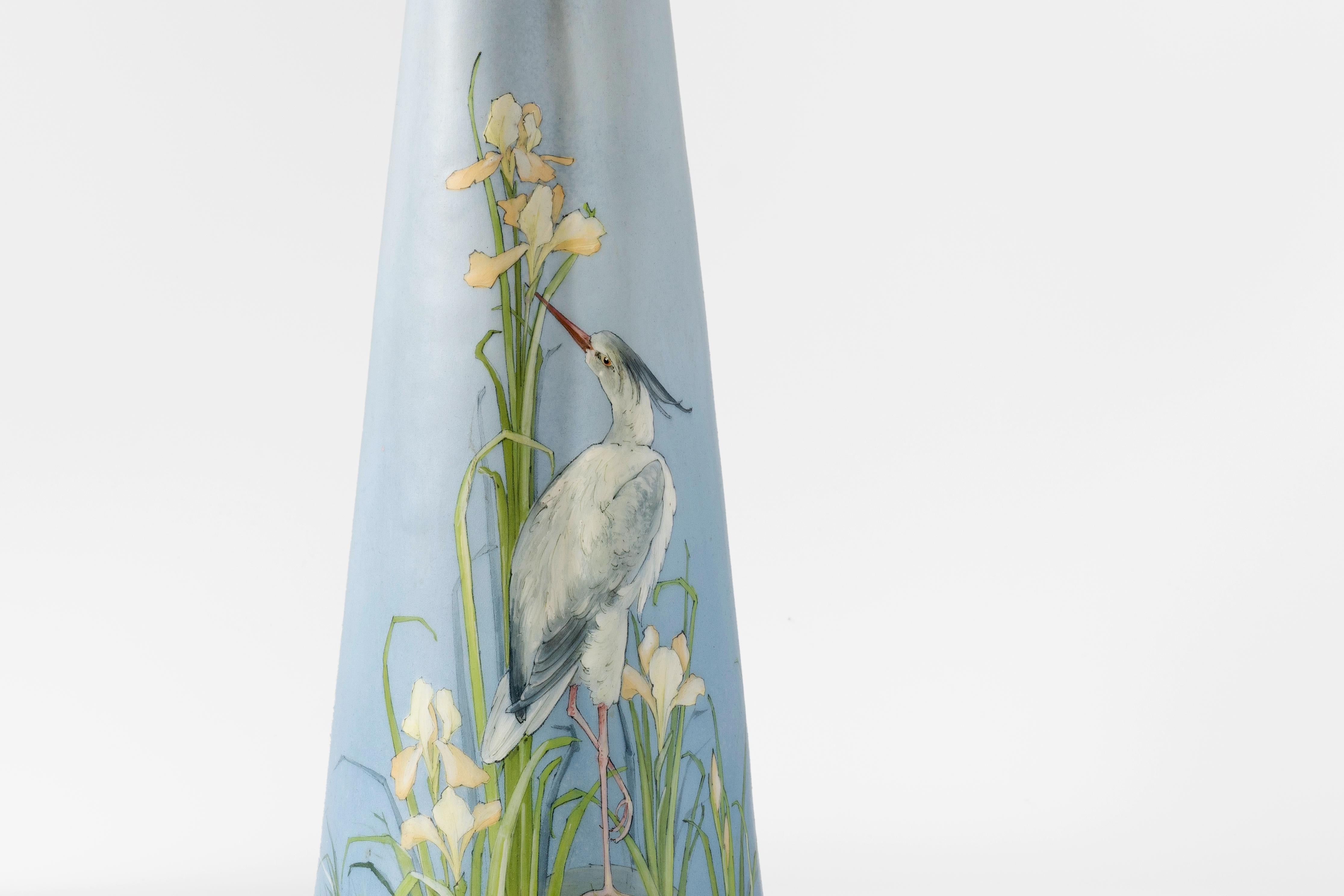 Delphin Massier Vaso alto del XIX secolo in ceramica blu e smalti Design francese In condizioni buone in vendita a London, GB