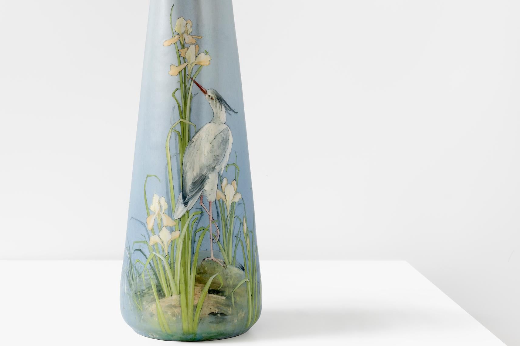 Delphin Massier Vaso alto del XIX secolo in ceramica blu e smalti Design francese in vendita 3