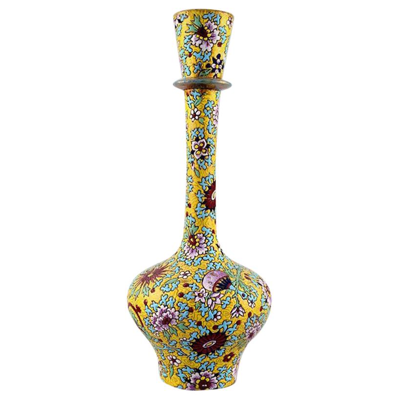 Delphin Massier for Vallauris, Narrow Necked Unique Art Nouveau Vase