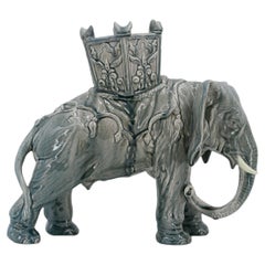 Delphin Massier Orientalist Elephant Majolica Sculpture, Vallauris, France, 1880