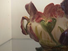 Delphin Massier Iris Planter, Majolica, France, circa 1890-1900