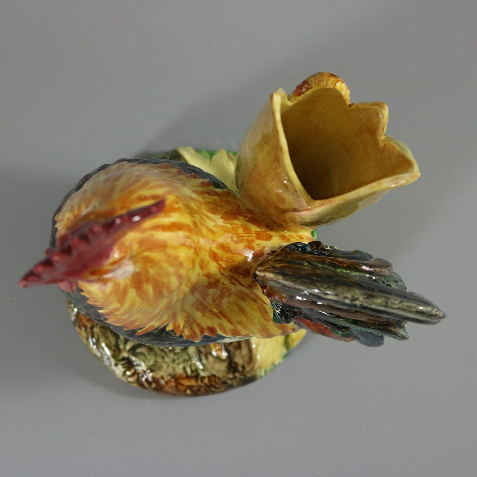 Vase Cockerel/Rooster en majolique Delphin Massier en vente 5