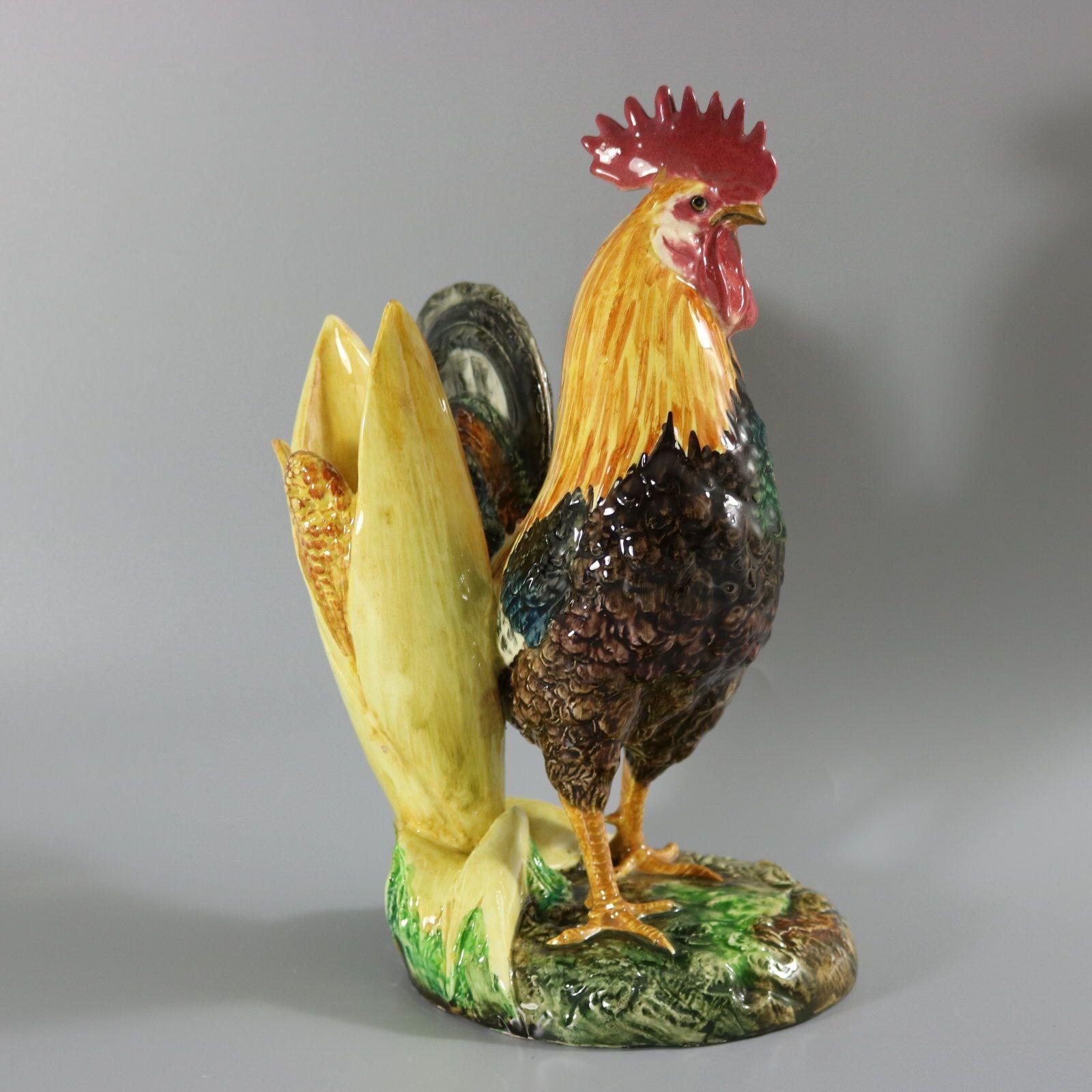 Vase Cockerel/Rooster en majolique Delphin Massier en vente 2