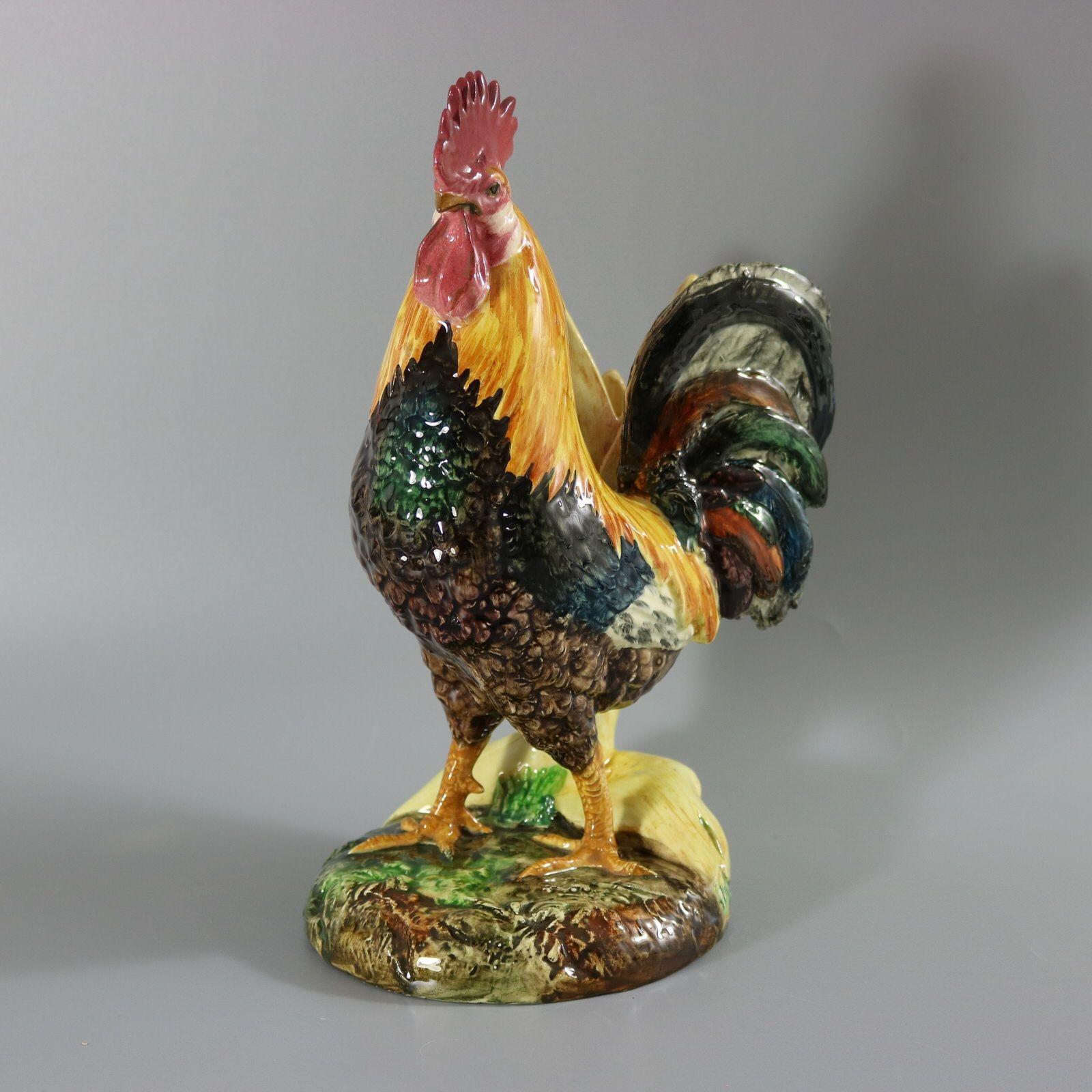 Vase Cockerel/Rooster en majolique Delphin Massier en vente 4