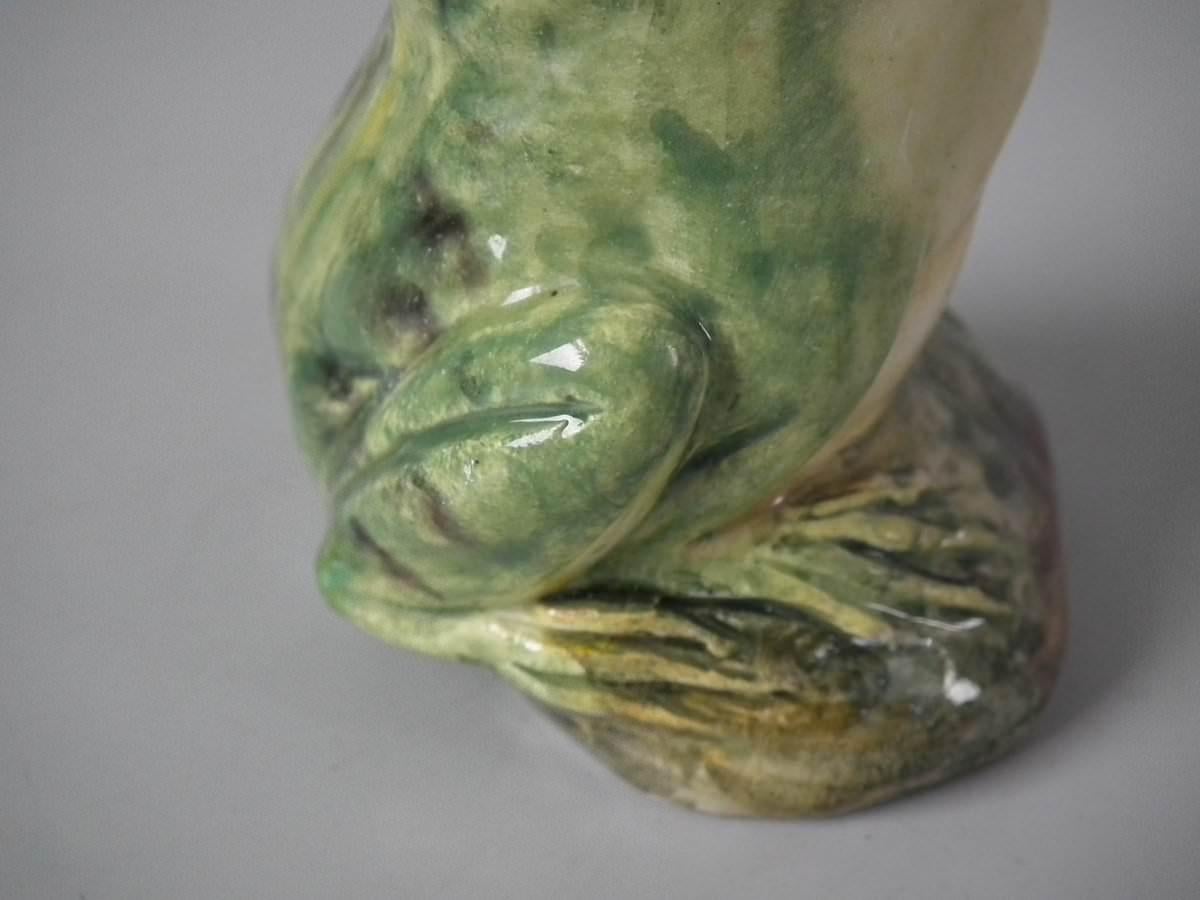 Delphin Massier Majolica Frog Posy Vase 3