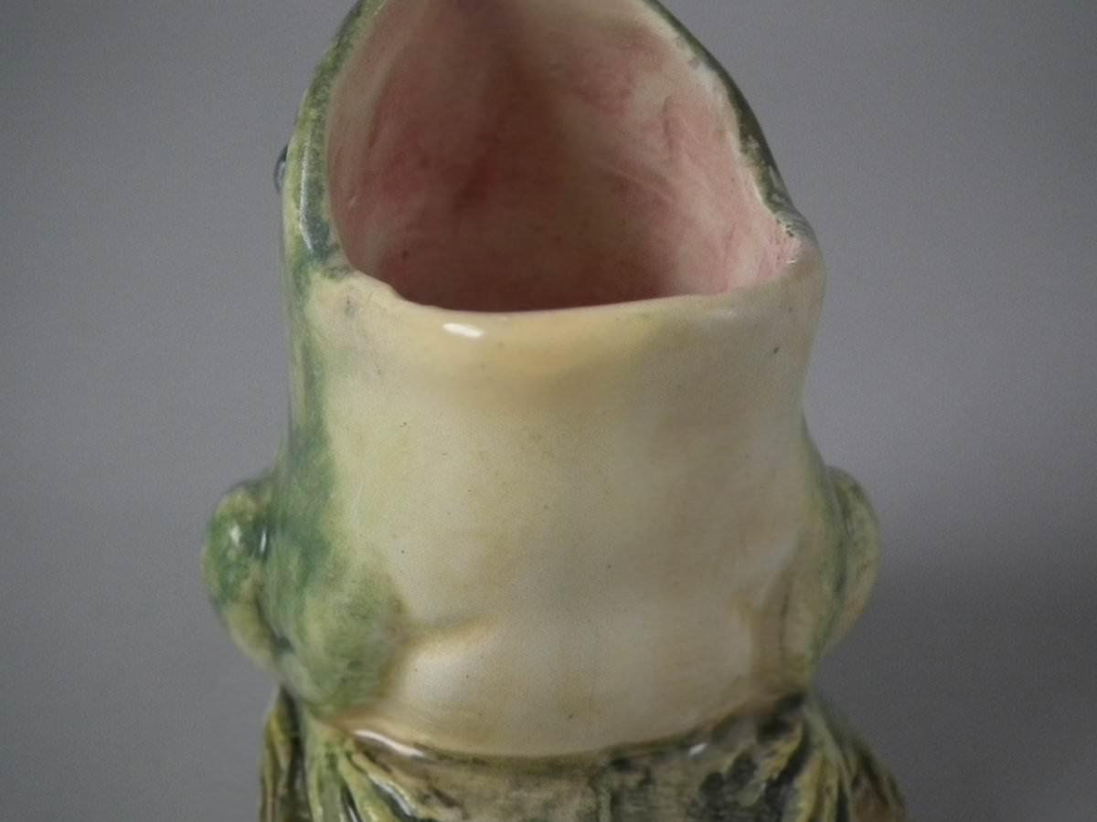 Delphin Massier Majolica Frog Posy Vase 5