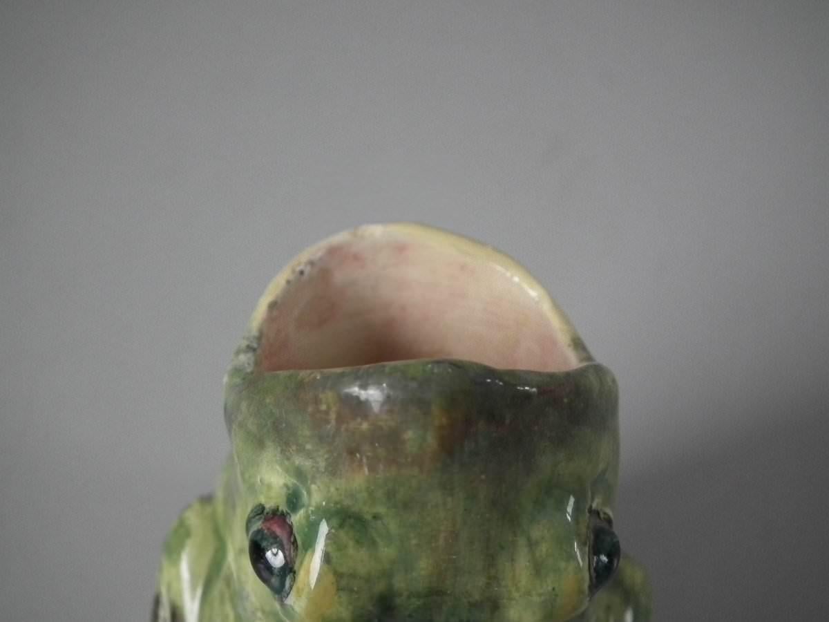 Delphin Massier Majolica Frog Posy Vase 9