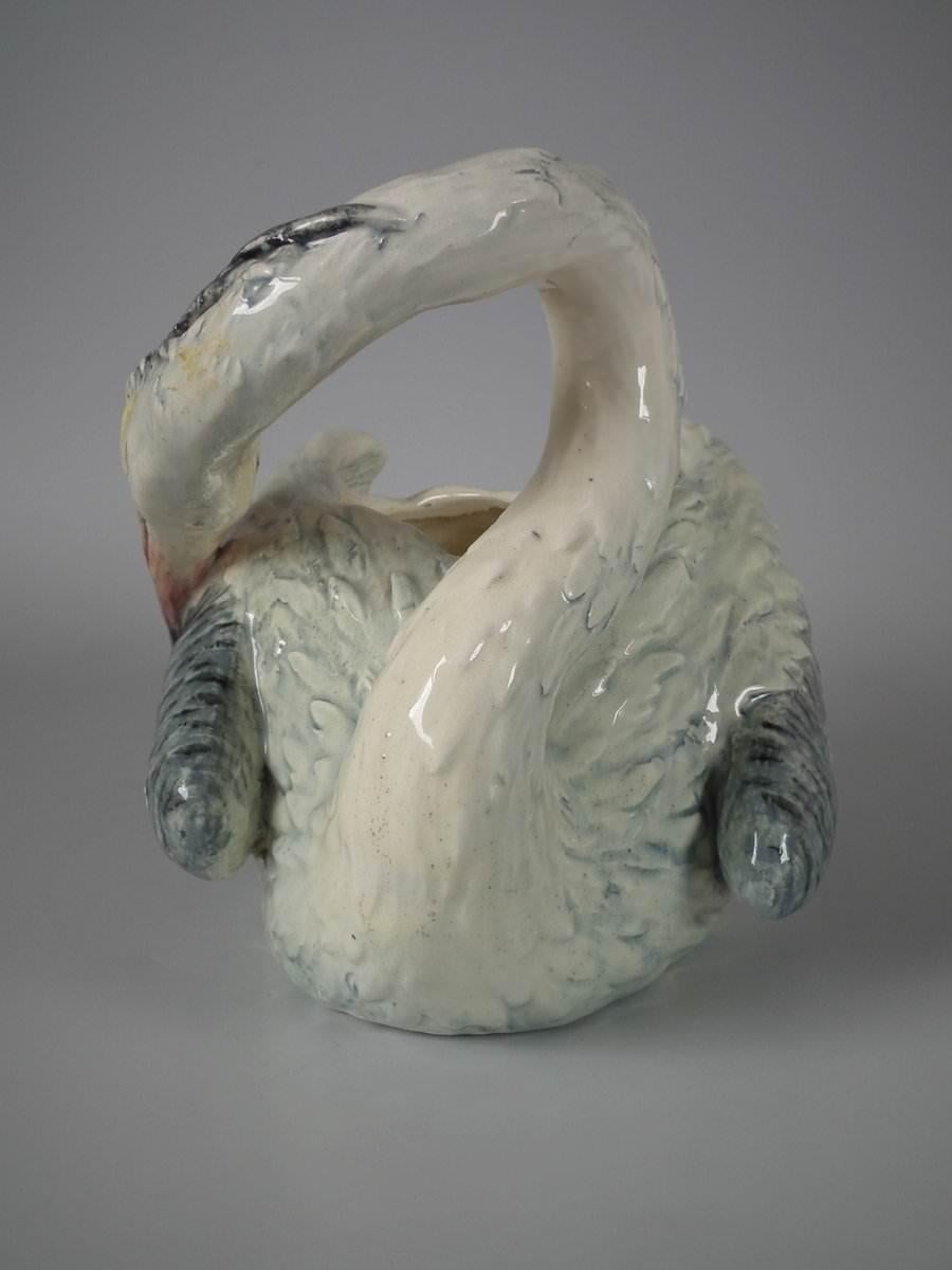 Glazed Delphin Massier Majolica Heron Planter