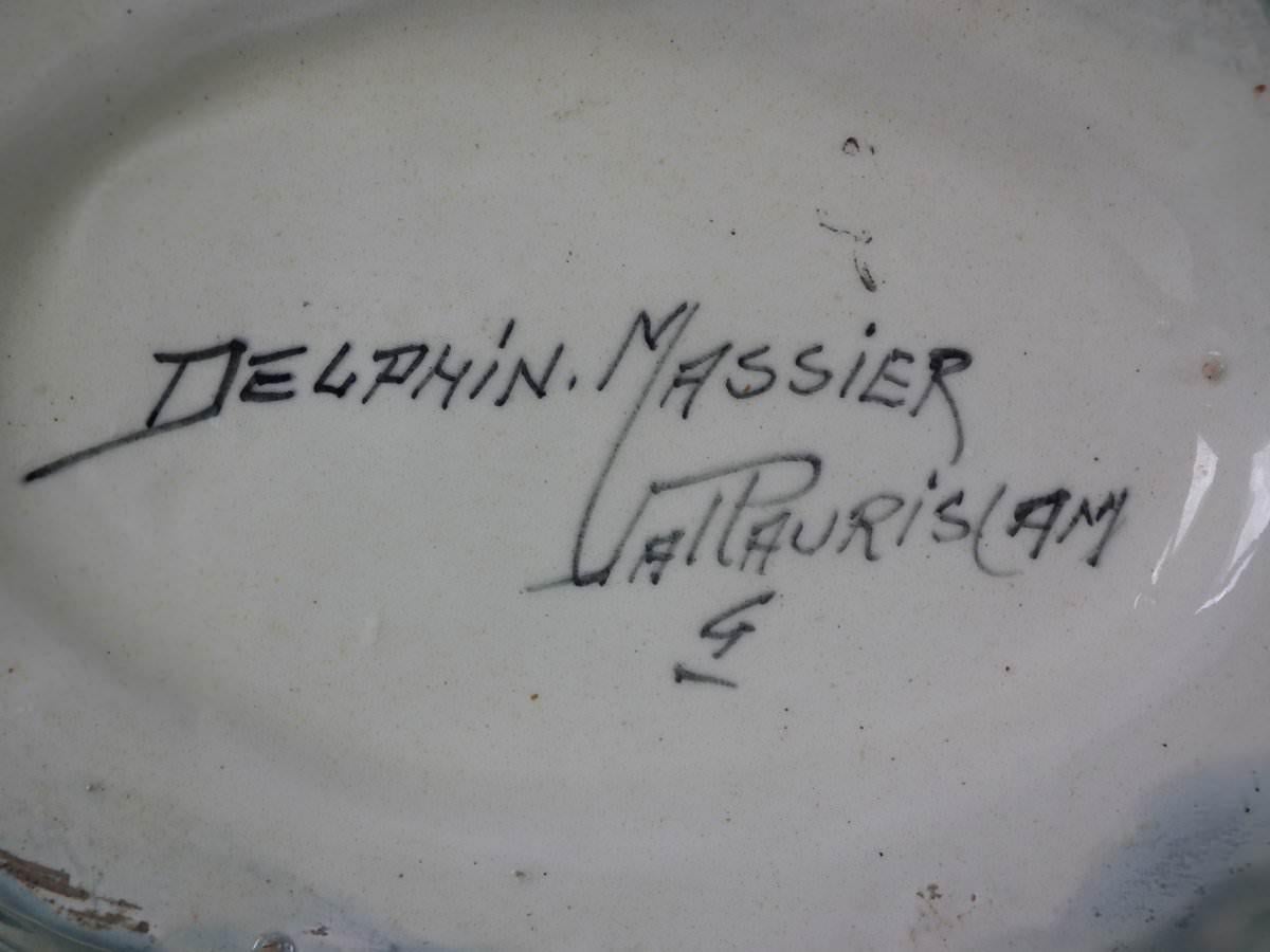 Early 20th Century Delphin Massier Majolica Heron Planter