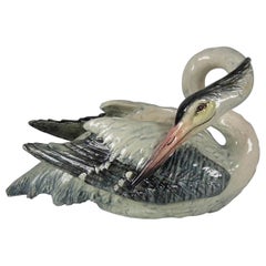 Delphin Massier Majolica Heron Planter