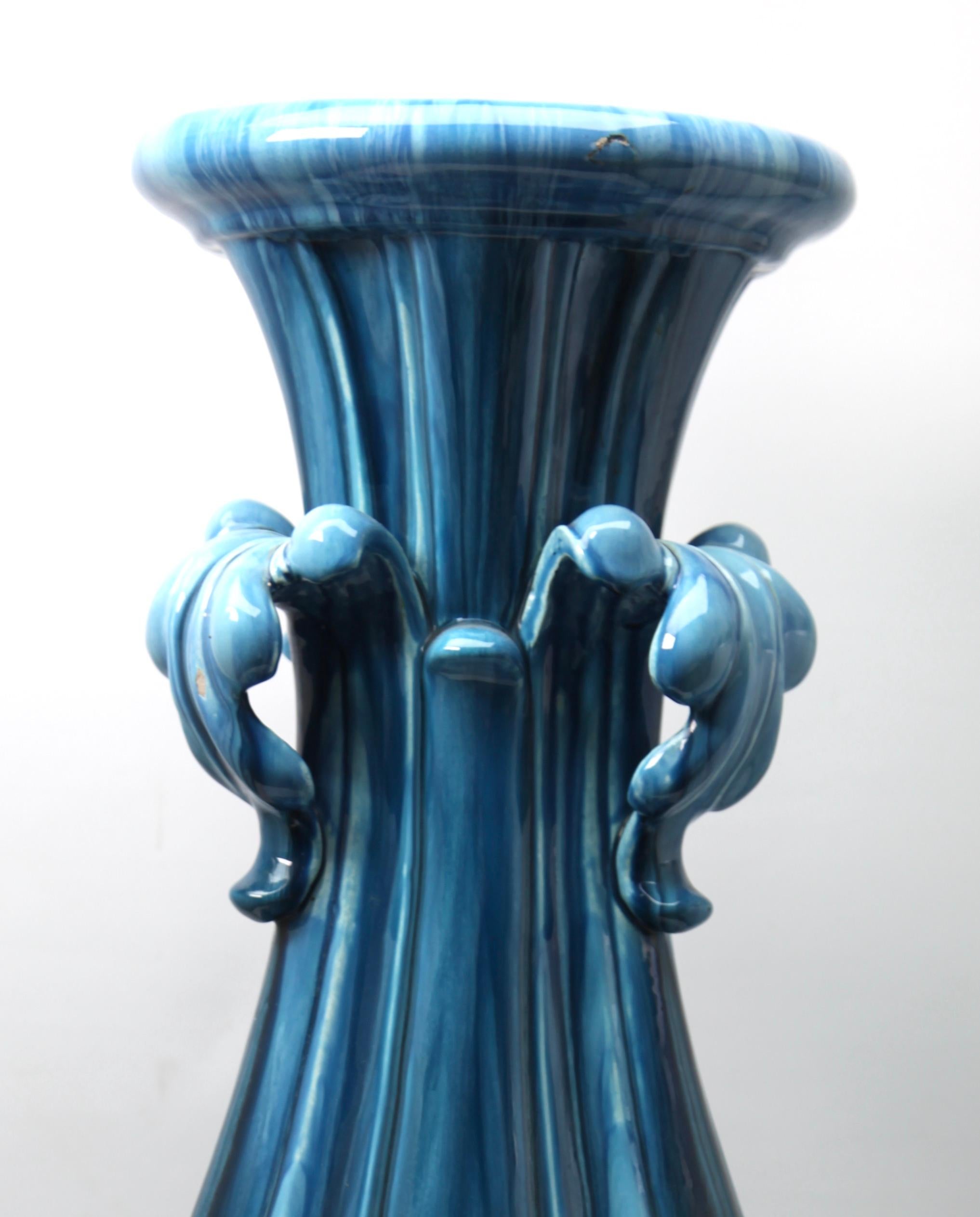 Delphin Massier Majolica Jardinière 'Planter and Stand', Vallauris 1