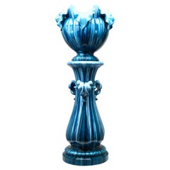 Delphin Massier Majolica Jardinière 'Planter and Stand', Vallauris